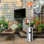 50,000 BTU Propane Patio Heater with Auto Shut-Off & Tip Protection, Commercial Outdoor Heater w/ Wheels & Drink Shelf for Backyard, Restaurant