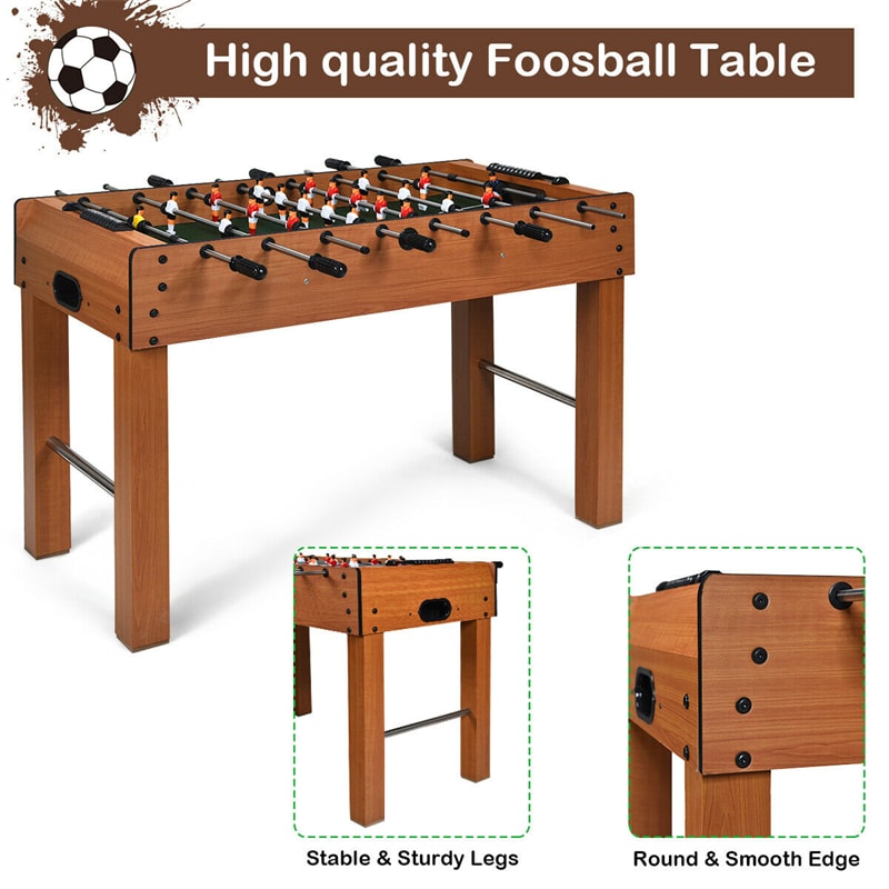 48" Foosball Table Indoor Wood Soccer Game Table with 2 Balls