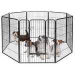 48" Outdoor Dog Fence with Gate 8 Panel Heavy Duty Metal Pet Puppy Dog Playpen for Yard