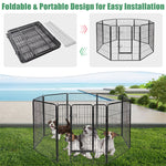 48" Outdoor Dog Fence with Gate 8 Panel Heavy Duty Metal Pet Puppy Dog Playpen for Yard