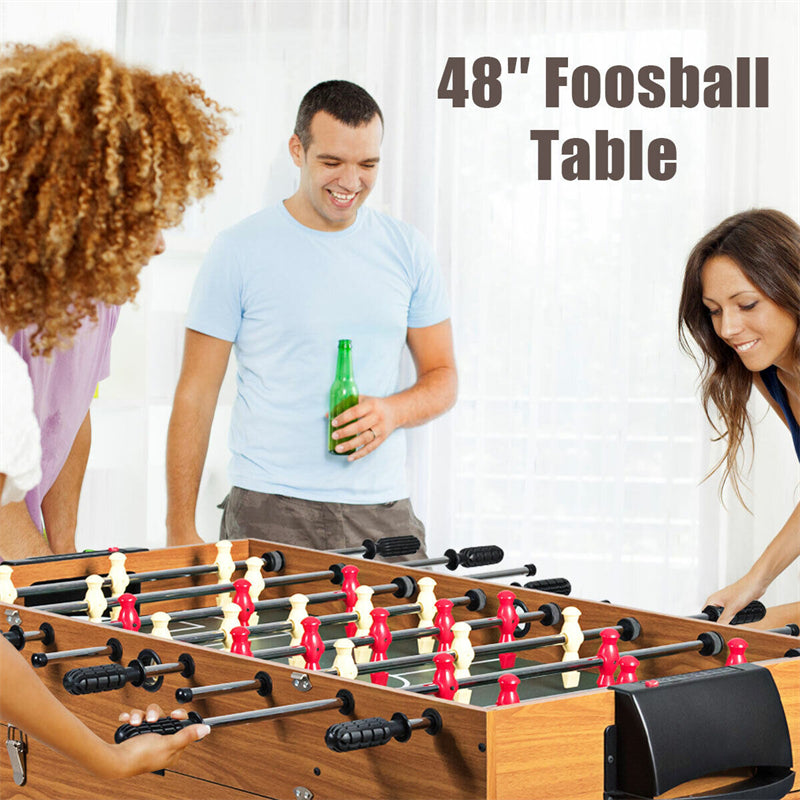 Costway 3-In-1 48'' Multi Game Table w/Billiards Soccer and Side Hockey for  Party and Family Night - Natural/Green