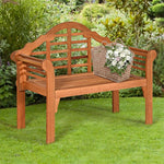49" Folding Garden Queen Bench Eucalyptus Wood Outdoor Patio Loveseat Chair with Backrest & Armrest
