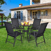 Set of 4 Patio Folding Chairs Steel Sling Dining Chairs for Lawn Garden Camping