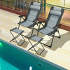 4 Pcs Folding Patio Chair Footstools Set Reclining Outdoor Chair with 7-Position Adjustable Backrest Headrest Mesh Bag