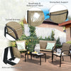 4 Pcs Patio Furniture Set Garden Patio Conversation Set with Glass Top Coffee Table