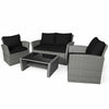 4 Pcs Rattan Patio Furniture Set Sectional Sofa Set with Cushions & Storage Shelf