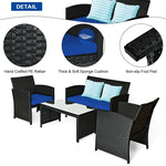 4-Piece Rattan Patio Furniture Set, Weather-Resistant Outdoor Wicker Conversation Sofa with Cushions & Tempered Glass Table for Backyard - Bestoutdor