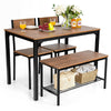 4 Piece Modern Dining Table Set Kitchen Table with 2 Chairs & Storage Rack Bench