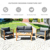 4 Piece Outdoor Acacia Wood Patio Conversation Sofa Set with Coffee Table & Cushions