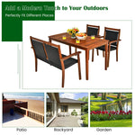 4-Piece Rattan Patio Dining Set Outdoor Acacia Wood Dining Table Chairs Set with Umbrella Hole