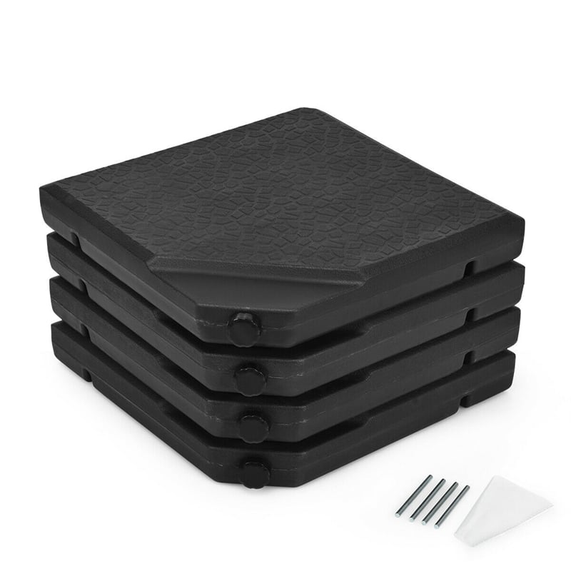 4 Piece Cantilever Offset Umbrella Base Weight, 195lbs Sand-Water Filled Umbrella Weight Plate for Poolside, Backyard, Garden