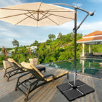 4 Piece Cantilever Offset Umbrella Base Weight, 195lbs Sand-Water Filled Umbrella Weight Plate for Poolside, Backyard, Garden