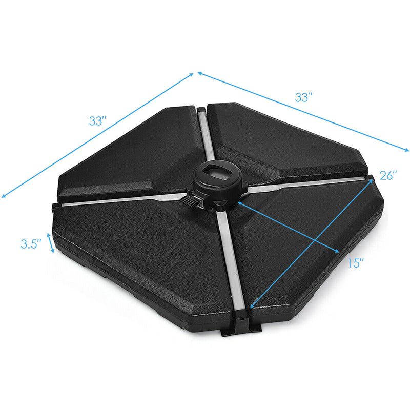 4 Piece Cantilever Offset Umbrella Base Weight, 195lbs Sand-Water Filled Umbrella Weight Plate for Poolside, Backyard, Garden