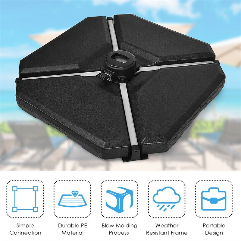 4 Piece Cantilever Offset Umbrella Base Weight, 195lbs Sand-Water Filled Umbrella Weight Plate for Poolside, Backyard, Garden
