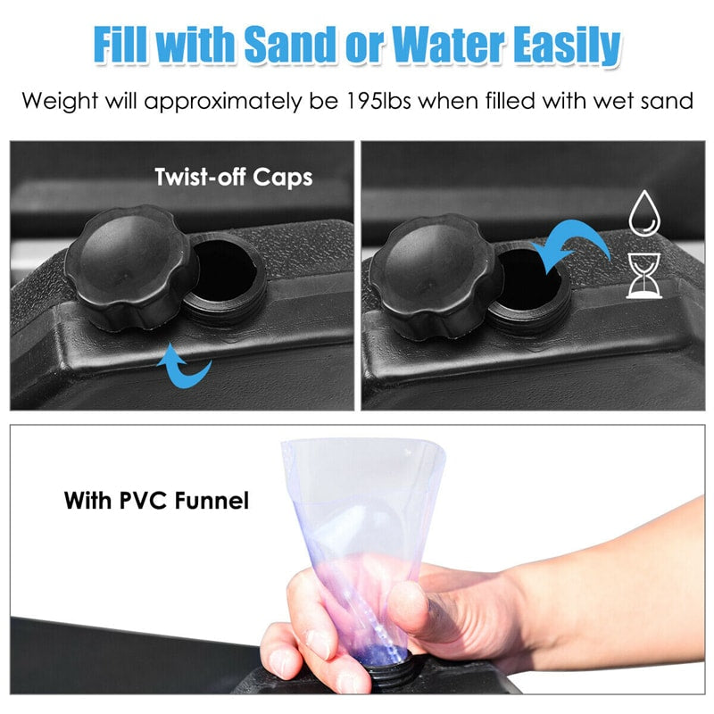 4 Piece Cantilever Offset Umbrella Base Weight, 195lbs Sand-Water Filled Umbrella Weight Plate for Poolside, Backyard, Garden