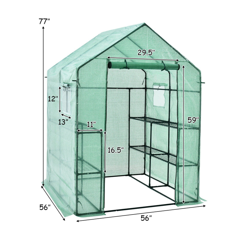 4 Tier 8 Shelves Portable Walk-in Plant Greenhouse with Observation Windows
