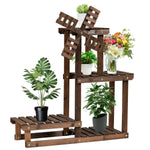 4 Tier Wood Plant Stand Flower Pot Holder with Windmill