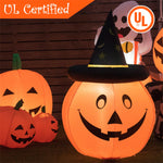 4' Halloween Inflatable Pumpkin Lantern with Witch Hat LED Light