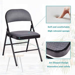 4-Pack Folding Chairs Fabric Upholstered Padded Seat Chairs Home Office Chairs with Metal Frame
