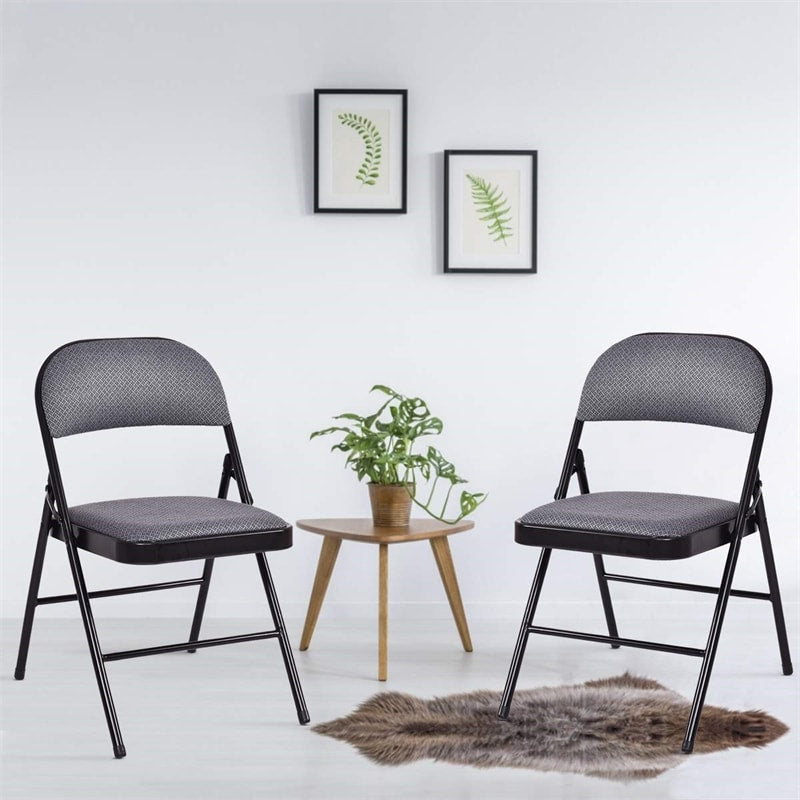4-Pack Folding Chairs Fabric Upholstered Dining Chairs Home Office Chairs with Padded Seat & Metal Frames