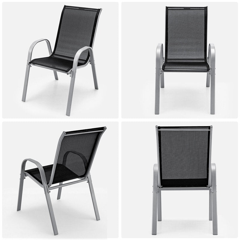 4 Pieces Patio Dining Chairs Stackable All Weather Heavy Duty Outdoor Chairs with Armrests for Poolside Deck Backyard