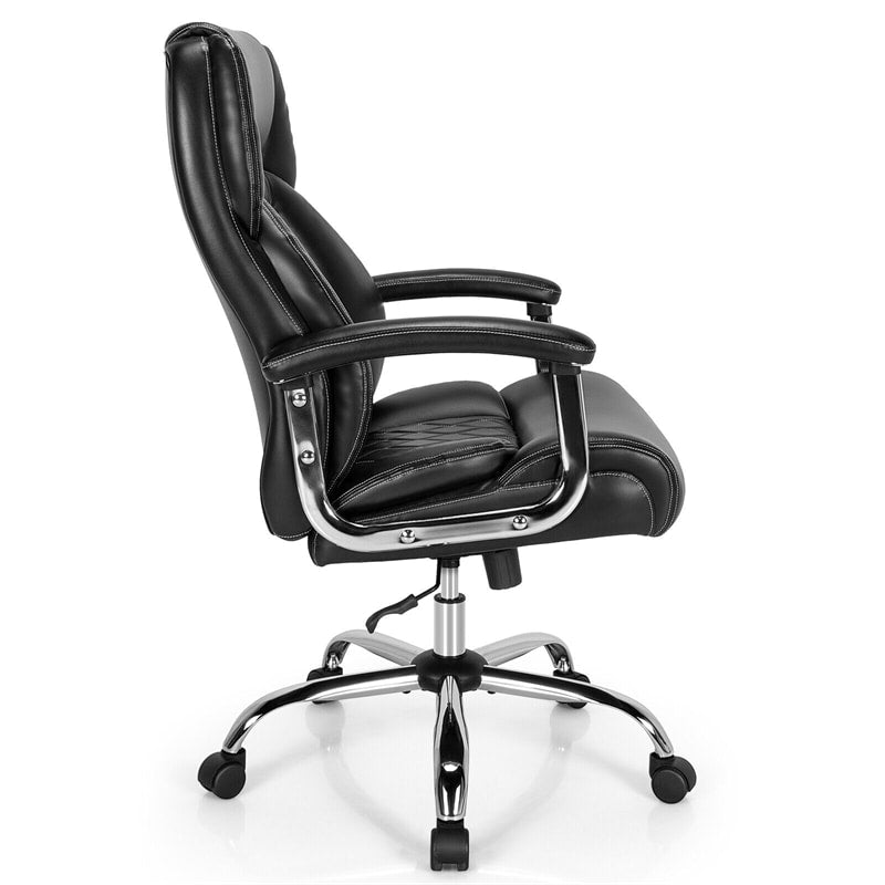 Giantex 500LBS Big and Tall Office Chair, Wide Seat Large Leather Executive  Chair w/Heavy Duty Metal Base, Height Adjustable Swivel Computer Task Desk  Chair, Padded Armrest, Rocking Backrest (Black) 
