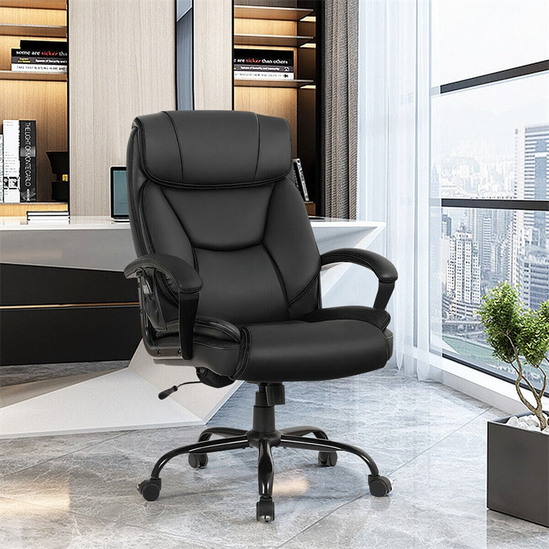Big And Tall Office Chair 500lbs Wide Seat Faux Leather Ergonomic Massage Desk Chair High Back Adjustable Executive Computer Chair with Remote Control