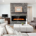 50 Inch Recessed Electric Fireplace Ultra Thin Wall Mounted Fireplace with Touch Screen