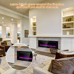 50" Recessed Electric Fireplace, Ultra-Thin Wall-Mounted Heater Insert with Remote Control, Touch Screen, Adjustable Flame Color, 8H Timer, 750W-1500W