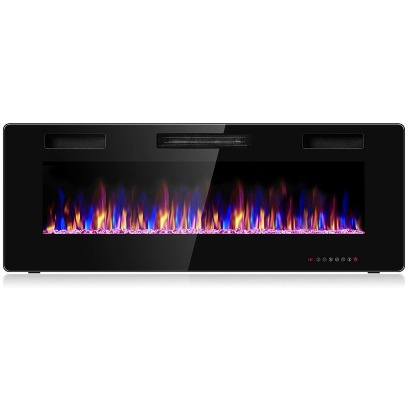 50 Inch Recessed Electric Fireplace Ultra Thin Wall Mounted Fireplace with Touch Screen