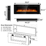 50" Recessed Electric Fireplace, Ultra-Thin Wall-Mounted Heater Insert with Remote Control, Touch Screen, Adjustable Flame Color, 8H Timer, 750W-1500W