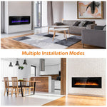 50" Recessed Electric Fireplace, Ultra-Thin Wall-Mounted Heater Insert with Remote Control, Touch Screen, Adjustable Flame Color, 8H Timer, 750W-1500W