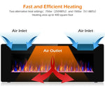 50" Recessed Electric Fireplace, Ultra-Thin Wall-Mounted Heater Insert with Remote Control, Touch Screen, Adjustable Flame Color, 8H Timer, 750W-1500W