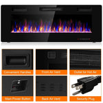 50" Recessed Electric Fireplace, Ultra-Thin Wall-Mounted Heater Insert with Remote Control, Touch Screen, Adjustable Flame Color, 8H Timer, 750W-1500W