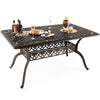 59" Rectangular Outdoor Dining Table 6 Person All-Weather Cast Aluminum Table with Umbrella Hole