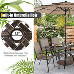 59" Outdoor Dining Table All-Weather Cast Aluminum Table 6 Person Rectangular Table with Umbrella Hole