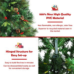 5FT Pre-lit Artificial Hinged Christmas Tree with 150 LED Lights Metal Stand