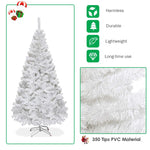 5FT White PVC Hinged Pine Snow-flocked Artificial Christmas Tree with Metal Stand
