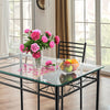 5 Piece Kitchen Dining Room Set Dining Table Set with Glass Tabletop & 4 Upholstered Chairs
