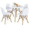 5 Piece Modern Round Dining Table Set for 4 Kitchen Table Set with 4 DSW Dining Chairs & Solid Wood Legs