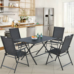 5 Piece Patio Dining Set Outdoor Dining Furniture Folding Table with 4 Armchairs & Umbrella Hole