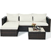 5 Piece Rattan Patio Conversation Set Sectional Sofa with Coffee Table & Cushions