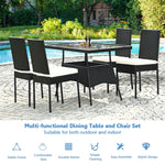 5 Piece Wicker Outdoor Rattan Patio Dining Set Glass Table & Cushioned Chairs