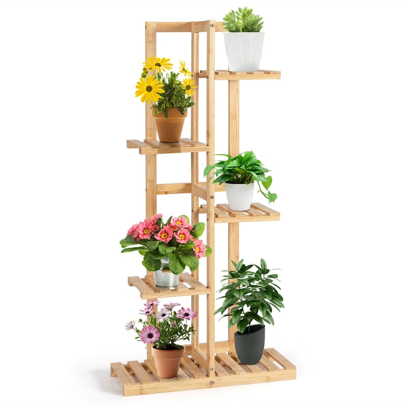5 Tier 6 Potted Bamboo Plant Stand Rack Multiple Flower Pot Holder Shelf