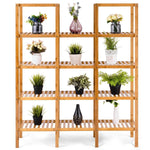 5 Tier Multifunctional Bamboo Shelf Rock Plant Display Stand (12 Pots) - Bestoutdor
