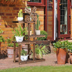 5 Tier Wood Plant Stand Flower Pot Holder with Windmill
