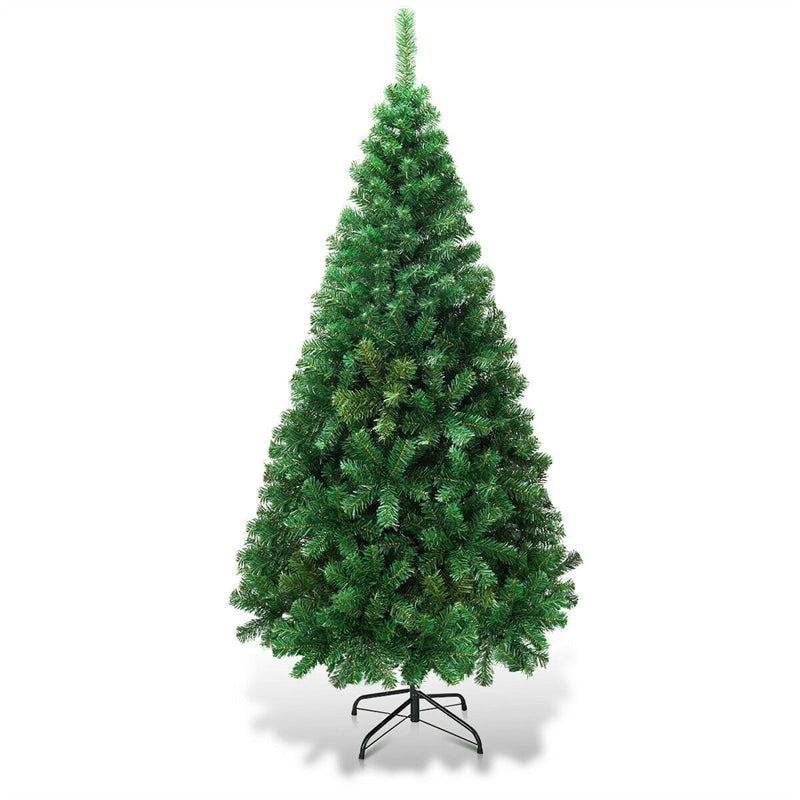 6ft Artificial Christmas Tree Green Xmas Tree with Solid Metal Stand for Indoor Outdoor Holiday Decoration