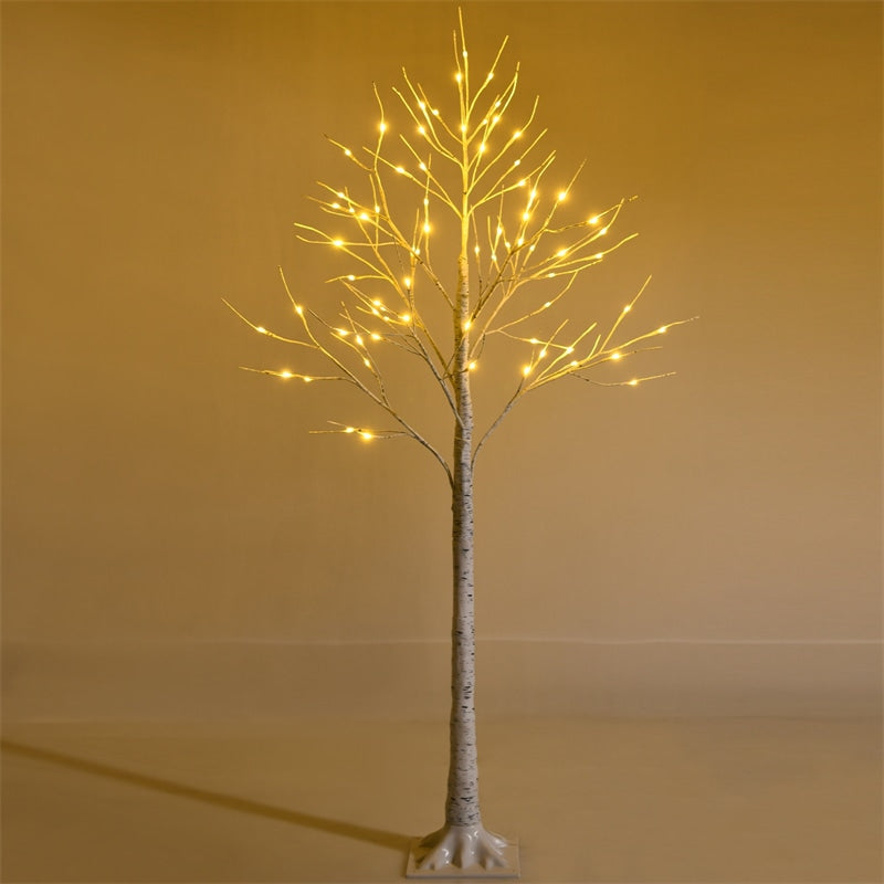 5ft Lighted White Twig Birch Artificial Christmas Tree with 72 LED Lights