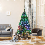 5ft Pre-lit Multi-Colored Fiber Optic Christmas Tree Spruce Artificial Xmas Tree with Metal Stand
