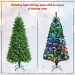 5ft Pre-lit Multi-Colored Fiber Optic Christmas Tree Spruce Artificial Xmas Tree with Metal Stand